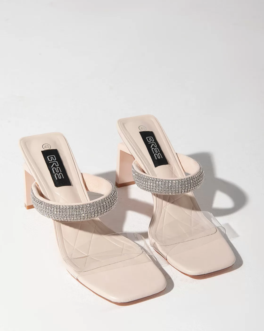 Sandals*BREE Strass Mules - Sandals - Beige
